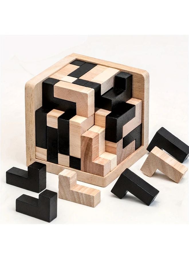L Shaped Jigsaw Puzzle 54 Pcs 3D Brain Teaser Wood Cube Set For Brain Training - Image 3